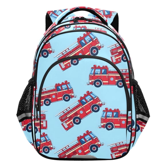 ALAZA Cartoon Fire Trucks School Backpack Elementary Bag Student Bookbag Travel Rucksack