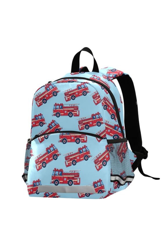 Cartoon Fire Trucks School Backpack Elementary Student Bookbag