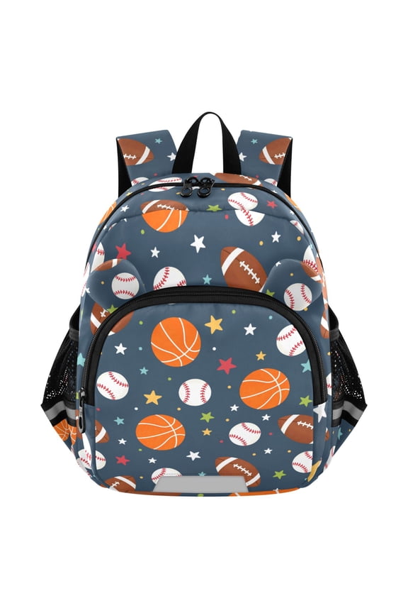 Cartoon Football Baseball Basketball Mini Backpack School Bookbag Age 3-7 Medium