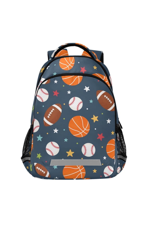Cartoon Football Baseball Basketball Pattern Backpack Elementary School Bags Student Bookbag Travel Rucksack