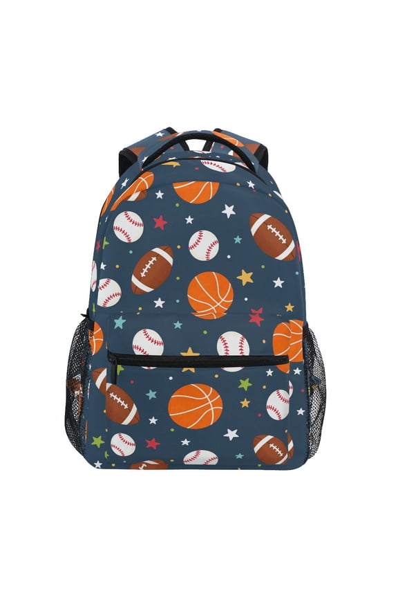Cartoon Football Baseball Basketball Pattern School Backpack Elementary Bookbag Laptop Bags Travel Daypack