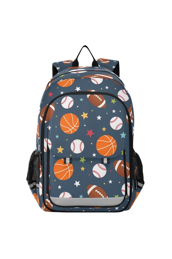 Cartoon Football Baseball Basketball School Laptop Backpack Travel Bag Casual Student Bookbag Rucksack