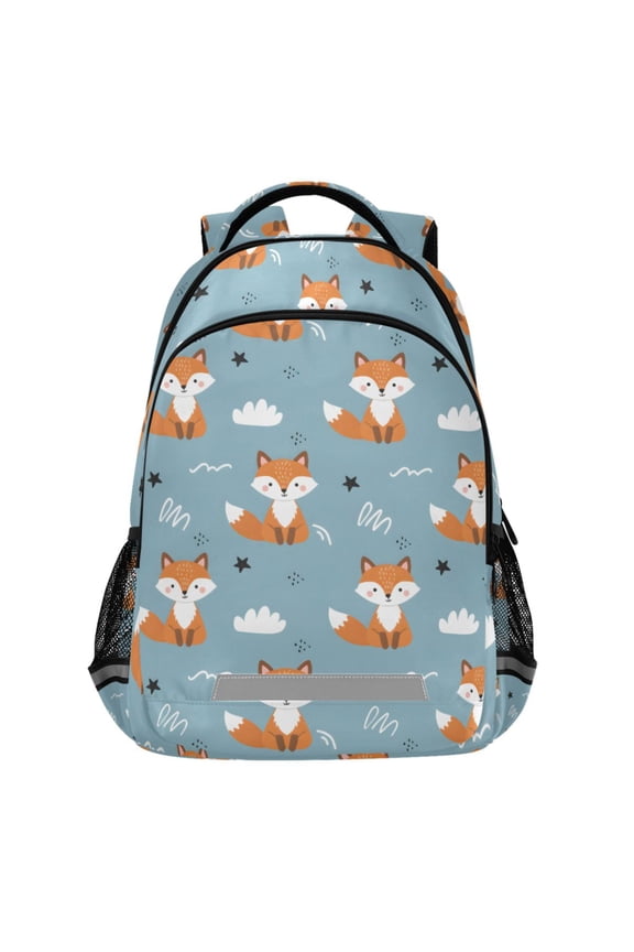 Cartoon Fox Pattern Backpack Elementary School Bags Student Bookbag Travel Rucksack
