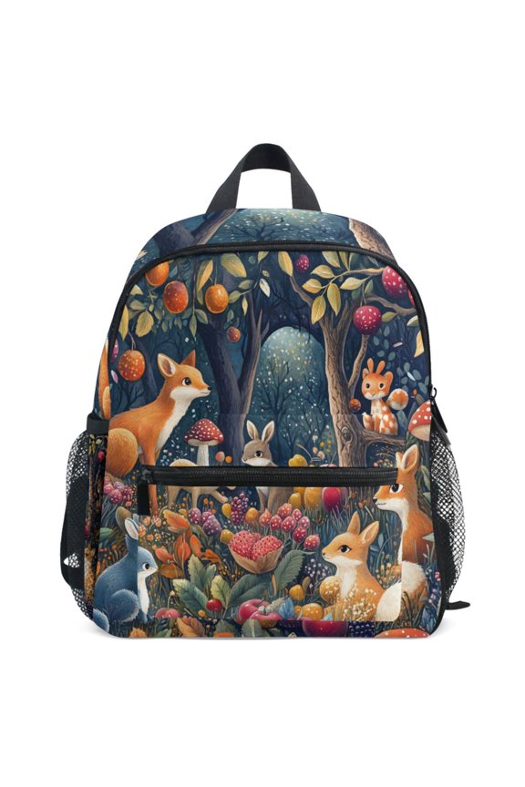 Cartoon Fox Pattern School Backpack Student Bookbag Mini Bag