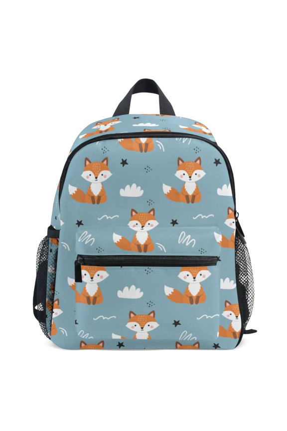 Cartoon Fox Pattern School Backpack Student Bookbag Mini Bag