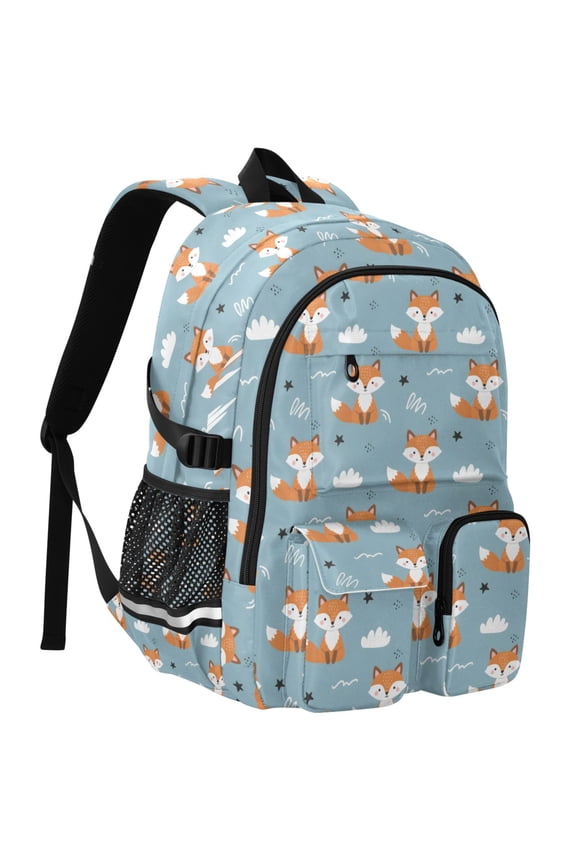 Cartoon Fox Print Student Backpack School Bookbag Large Laptop Daypack Travel Bag