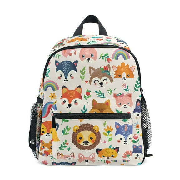 ALAZA Cartoon Fox and Rainbow Lions School Backpack Small Bookbag Mini Bags