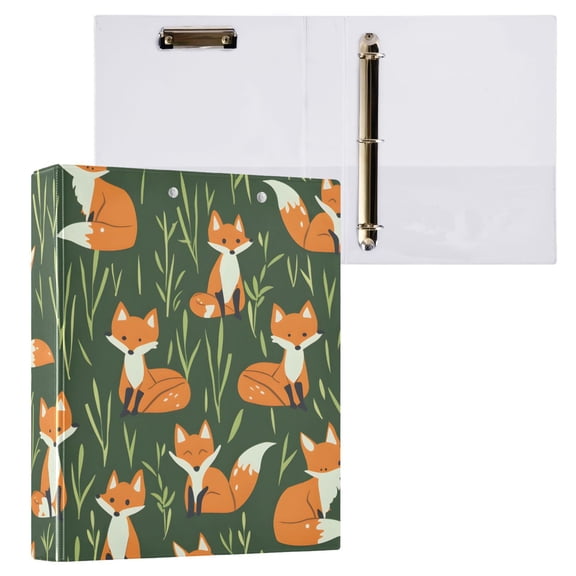 ALAZA Cartoon Foxes Hardcover 3 Ring Binder 1.5" Round Rings Interior Pockets Binders Organizer 1 Pack