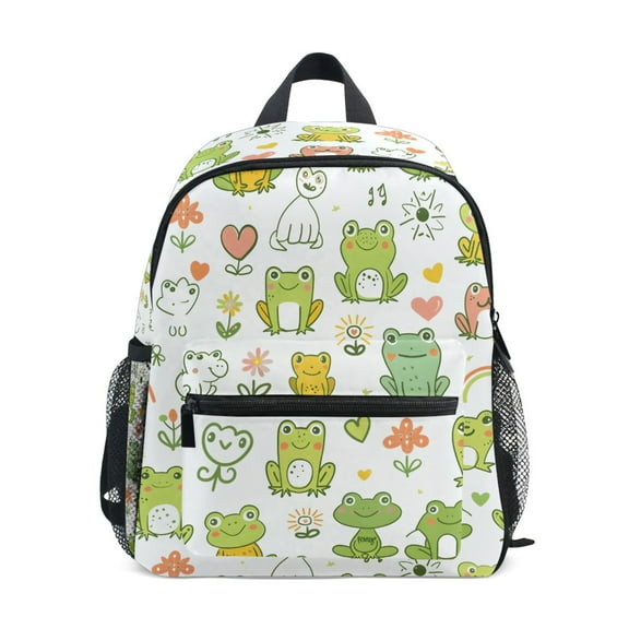 ALAZA Cartoon Frog Floral School Backpack Small Bookbag Mini Bags