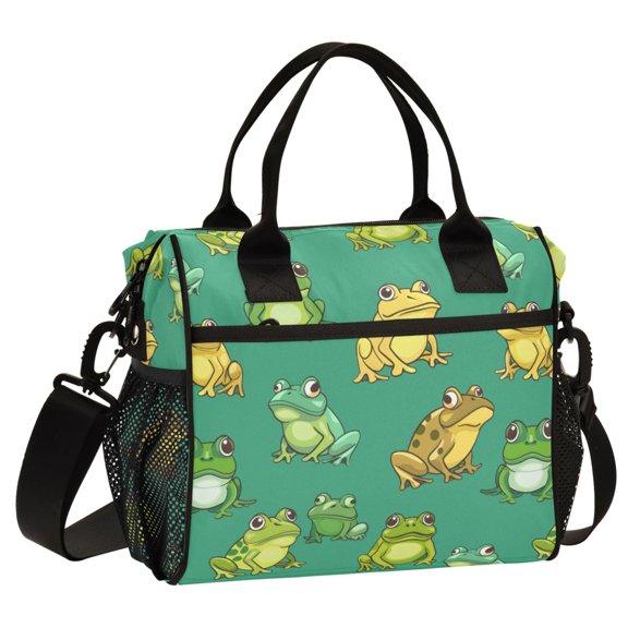 ALAZA Cartoon Frog Print Cooler Lunch Bag Insulated Reusable Lunch Tote Large Leakproof Thermal Lunch Box for Work School Picnic Travel Medium