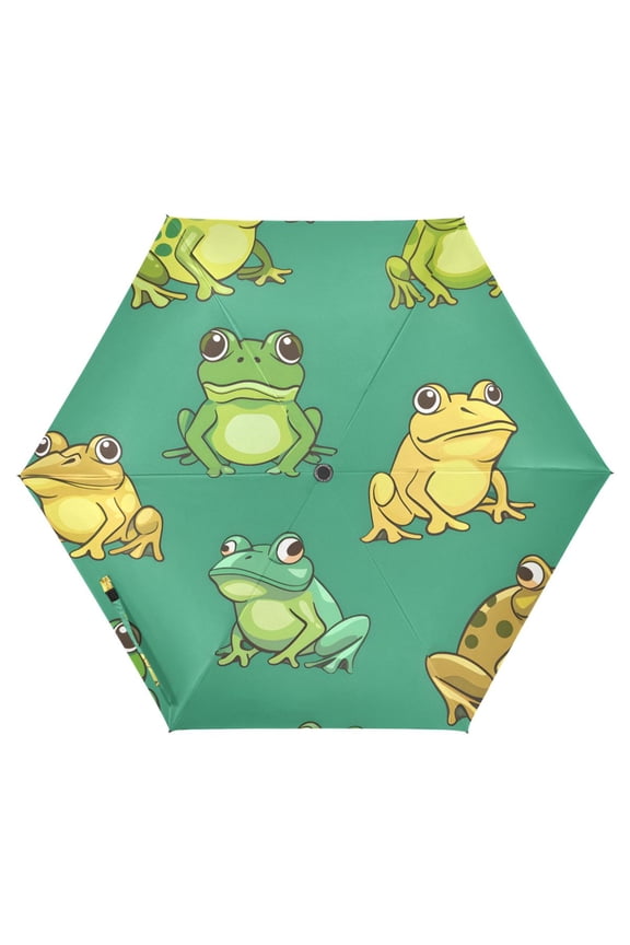 Cartoon Frog UPF 50+ Compact Folding Umbrella for Rain Travel Umbrella Packable