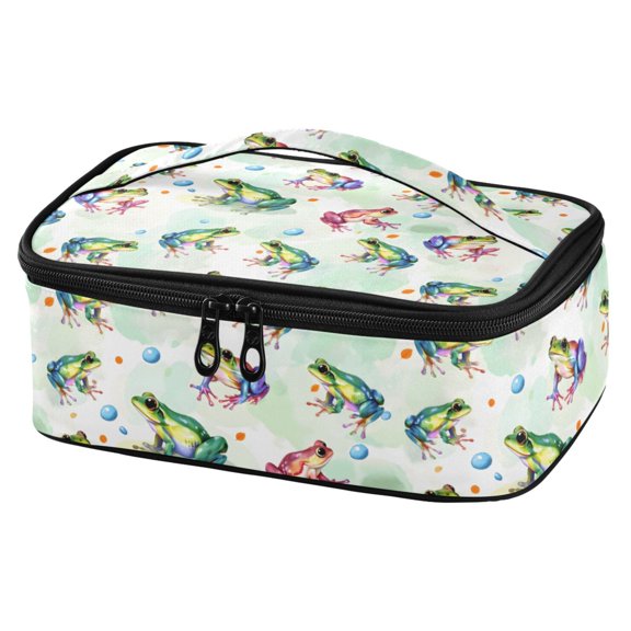 ALAZA Cartoon Frogs Green Lunch Box Insulated Cooler Tote Bag Reusable School Picnic Travel Office