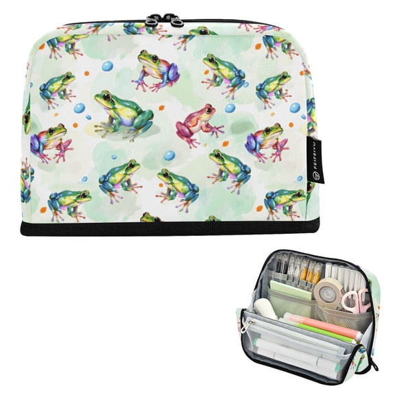 ALAZA Cartoon Frogs Green Pencil Case Pen Pouch Bag Large Capacity Organizer