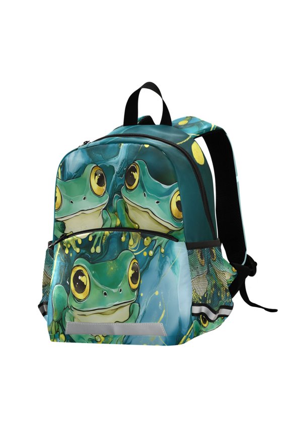 Cartoon Frogs Marble School Backpack Elementary Student Bookbag