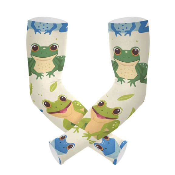 ALAZA Cartoon Frogs UV Sun Protection Arm Sleeves UPF 50+ Compression Cooling Sleeve 1 Pair
