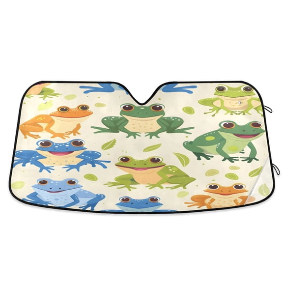 ALAZA Cartoon Frogs Windshield Sun Shade Car Foldable Visor Block UV Rays Protector 55"x27.6"