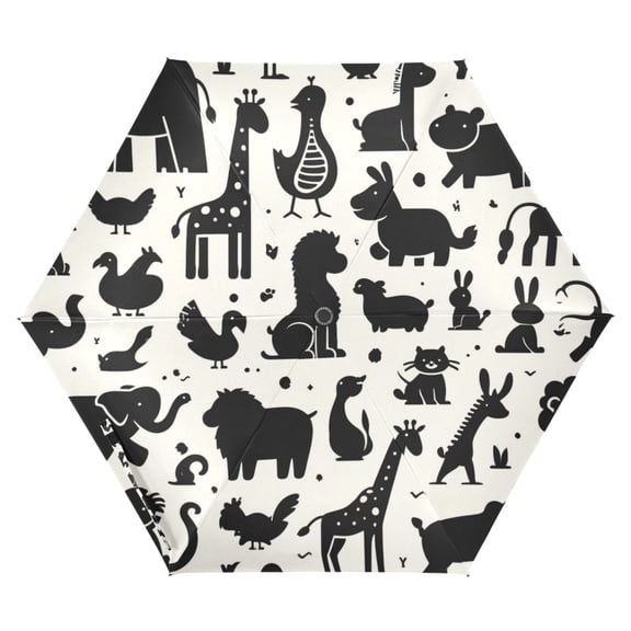 ALAZA Cartoon Funny Animals UPF 50+ Compact Folding Umbrella for Rain Travel Umbrella Packable