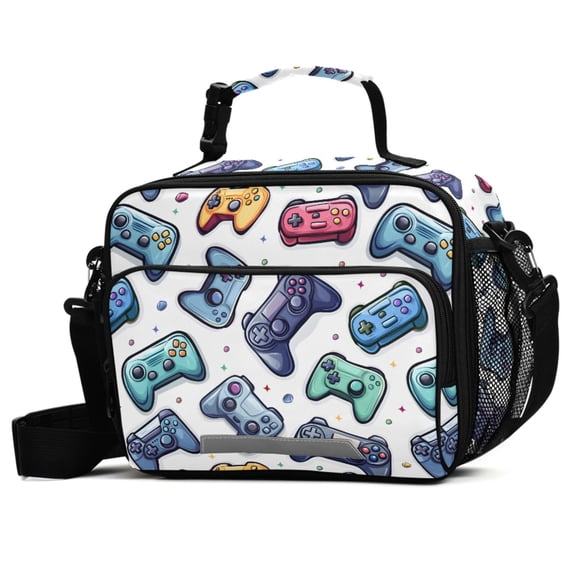 ALAZA Cartoon Game Controller Lunch Box Insulated Cooler Bag Reusable Tote Bags with Shoulder Strap
