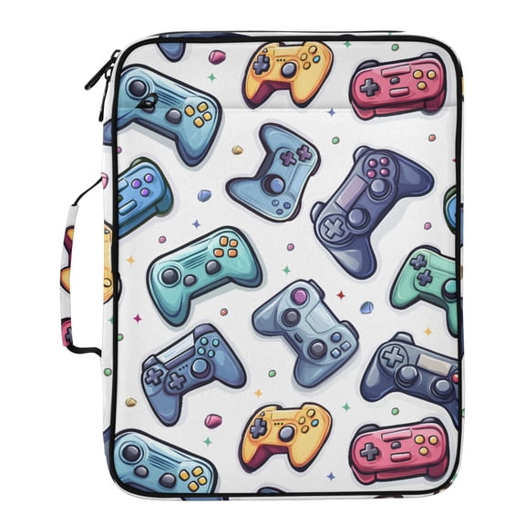 ALAZA Cartoon Game Controller Pattern Expanding Accordion File Folder 3 Ring Zipper Binder Organizer Portable Document Bag