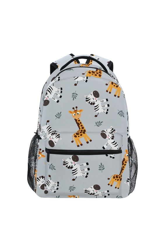Cartoon Giraffe Zebra Pattern School Backpack Elementary Bookbag Laptop Bags Travel Daypack