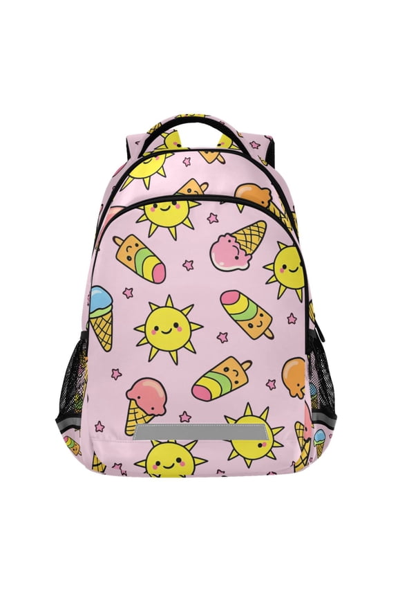 Cartoon Ice Cream Pattern Backpack Elementary School Bags Student Bookbag Travel Rucksack