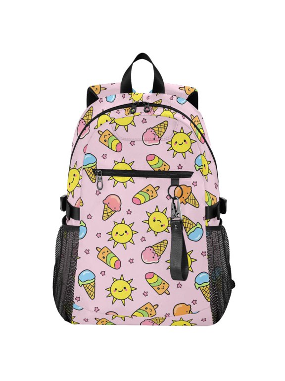 Cartoon Ice Cream Pattern School Backpack Travel Laptop Bag College Bookbag Casual Daypack for Women Men