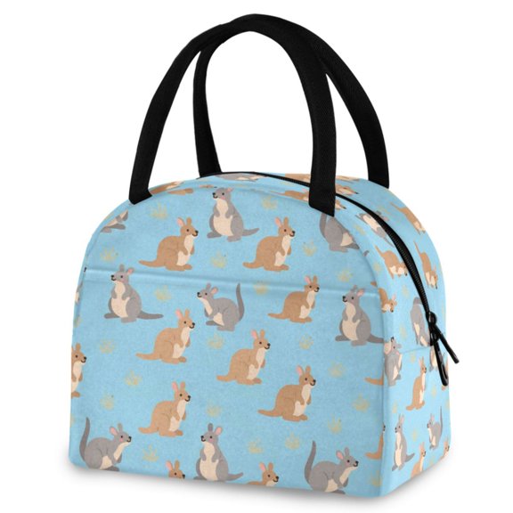ALAZA Cartoon Kangaroo Blue Insulated Lunch Box Reusable Cooler Tote Bag Work Office Picnic