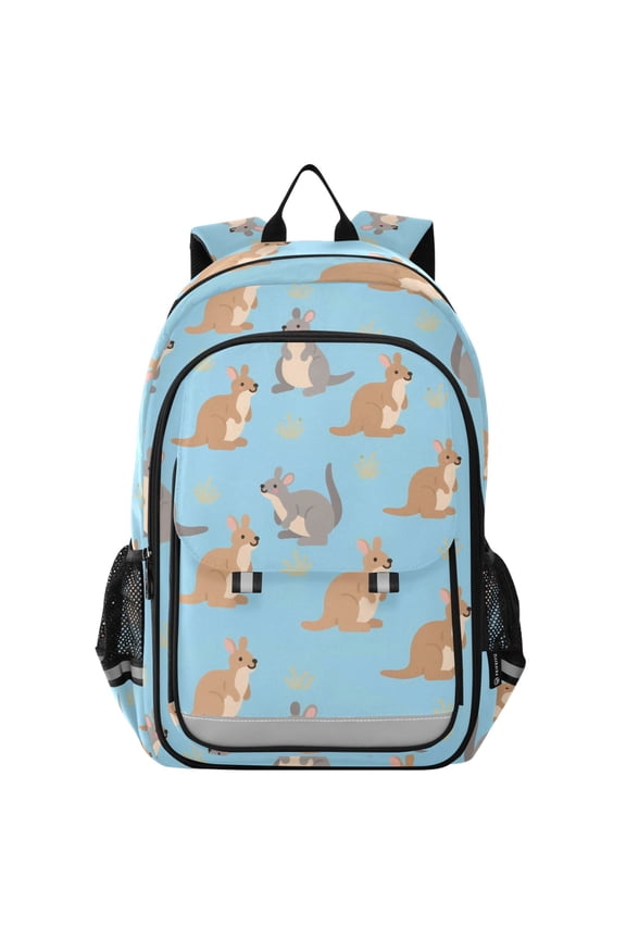 Cartoon Kangaroo Blue Laptop Backpack Purse Travel Bag Casual School Bookbag Rucksack for Women Men