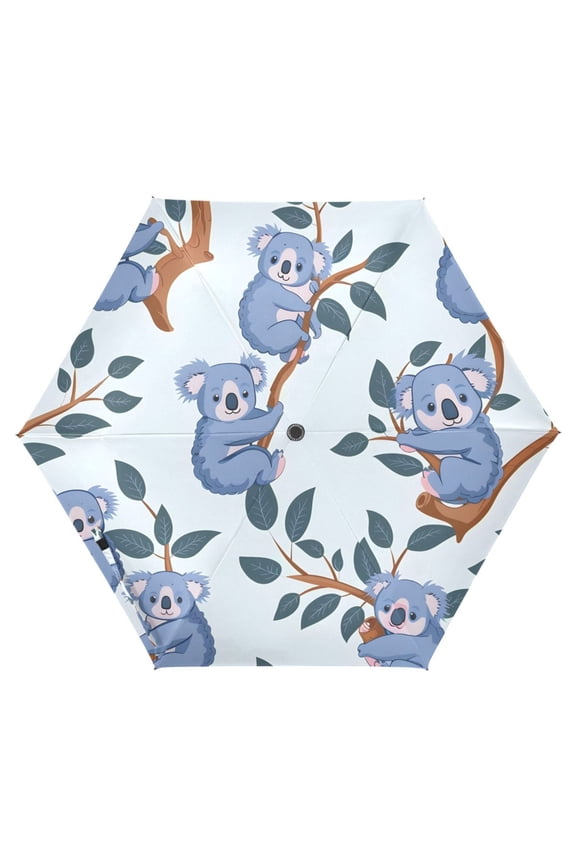 Cartoon Koalas UPF 50+ Compact Folding Umbrella for Rain Travel Umbrella Packable
