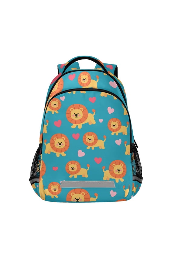 Cartoon Lion and Heart Backpack Elementary School Bag Bookbag Travel Rucksack