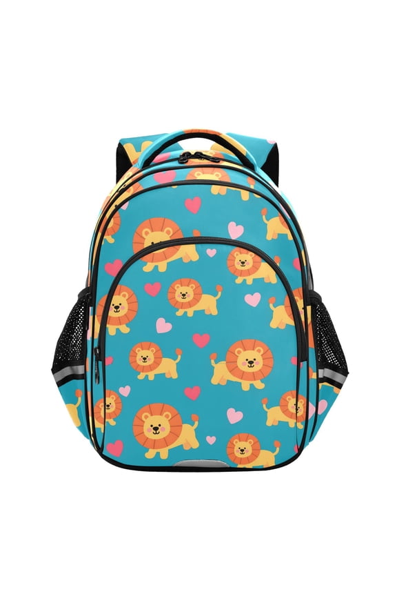 Cartoon Lion and Heart School Backpack Elementary Bag Bookbag Travel Rucksack