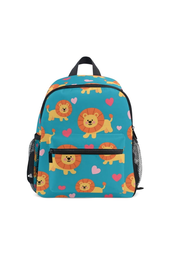 Cartoon Lion and Heart School Backpack Small Bookbag Mini Bags