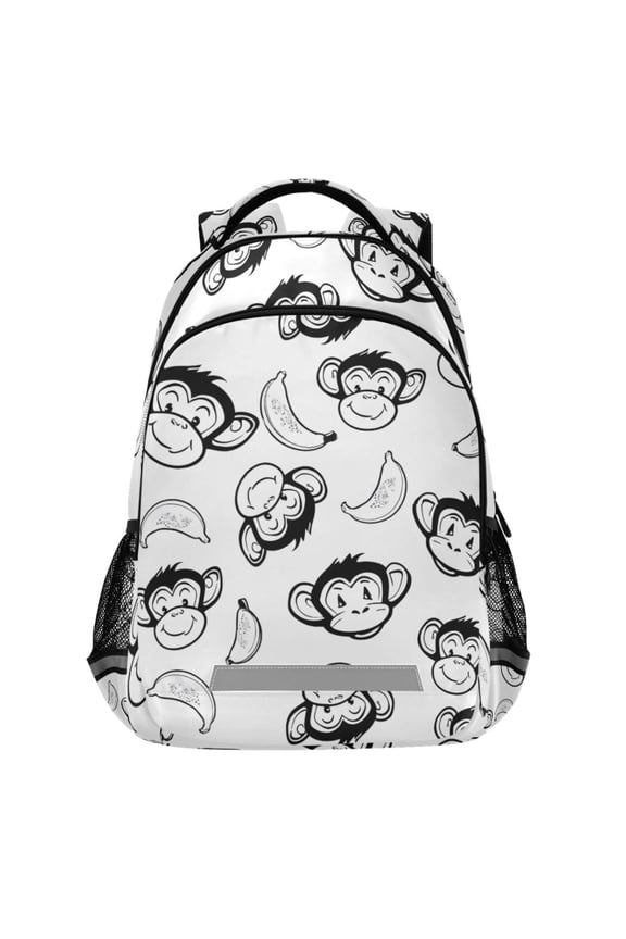 Cartoon Monkey Banana-1 Pattern Backpack Elementary School Bags Student Bookbag Travel Rucksack