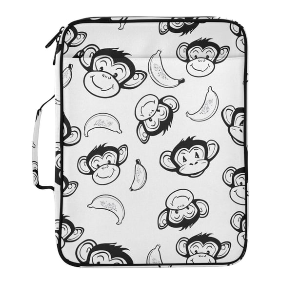 ALAZA Cartoon Monkey Banana-1 Pattern Expanding Accordion File Folder 3 Ring Zipper Binder Organizer Portable Document Bag