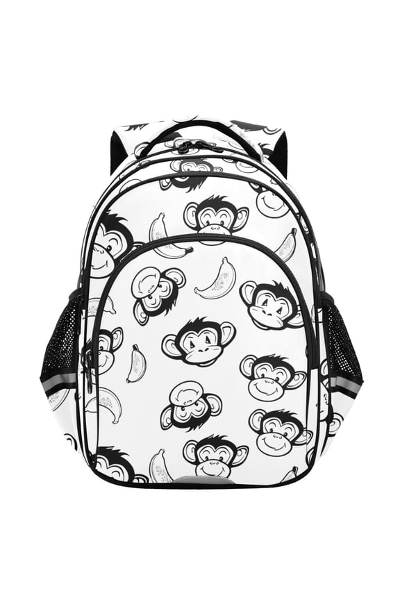 Cartoon Monkey Banana-1 School Backpack Elementary Bag Student Bookbag Travel Rucksack