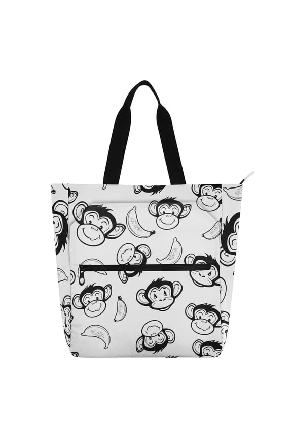 Cartoon Monkey Banana-1 School Book Bag Kids Tote Bags Handbag