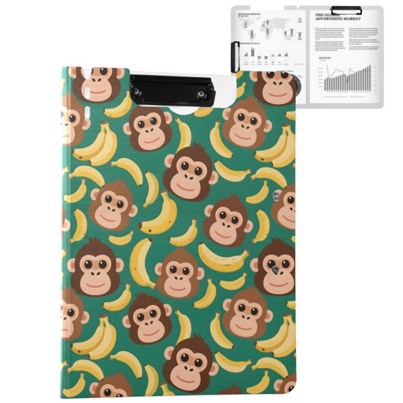 ALAZA Cartoon Monkey Bananas A4 Foldable Clipboard 360 Degree Folder Binder