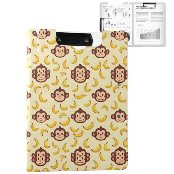ALAZA Cartoon Monkey Bananas A4 Foldable Clipboard 360 Degree Folder Binder