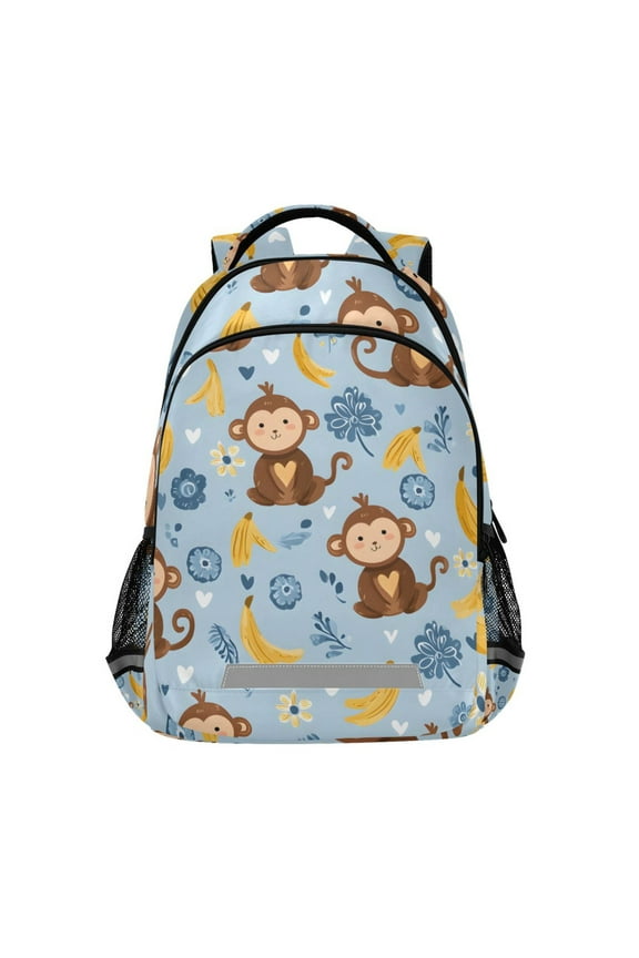 Cartoon Monkey Bananas Backpack Elementary School Bag Bookbag Travel Rucksack