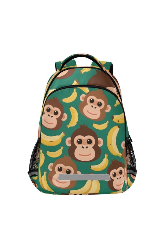 Cartoon Monkey Bananas Backpack Elementary School Bag Bookbag Travel Rucksack