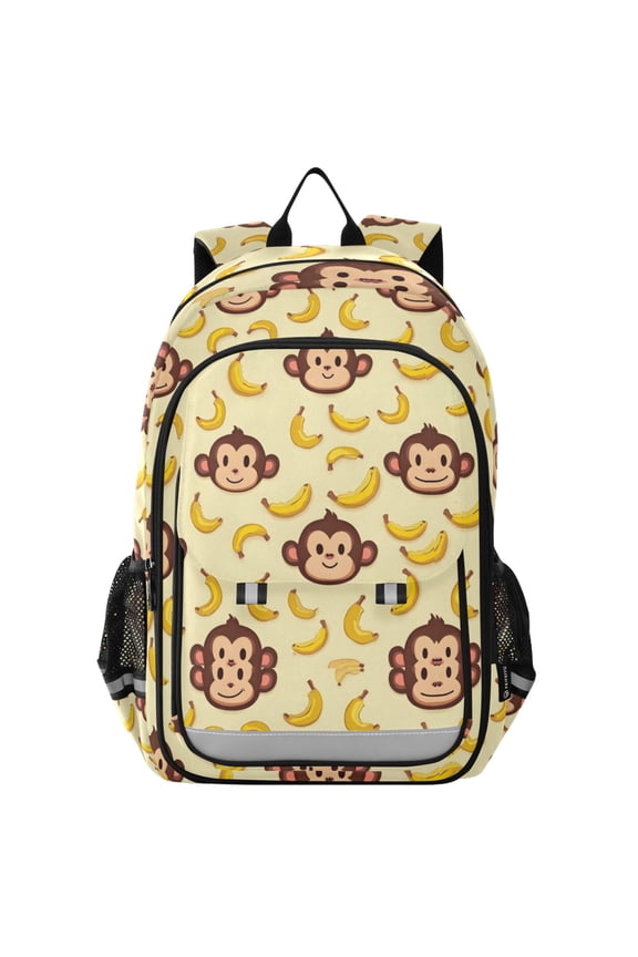 Cartoon Monkey Bananas Laptop Backpack Purse Travel Bag Casual School Bookbag Rucksack for Women Men