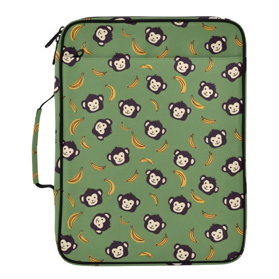 ALAZA Cartoon Monkey Bananas Pattern Expanding Accordion File Folder 3 Ring Zipper Binder Organizer Portable Document Bag