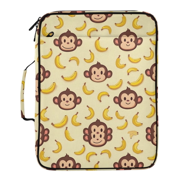 ALAZA Cartoon Monkey Bananas Pattern Expanding Accordion File Folder 3 Ring Zipper Binder Organizer Portable Document Bag