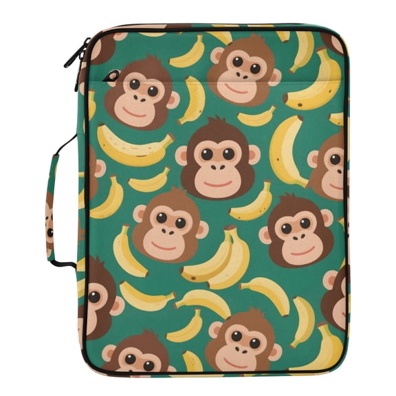 ALAZA Cartoon Monkey Bananas Pattern Expanding Accordion File Folder 3 Ring Zipper Binder Organizer Portable Document Bag