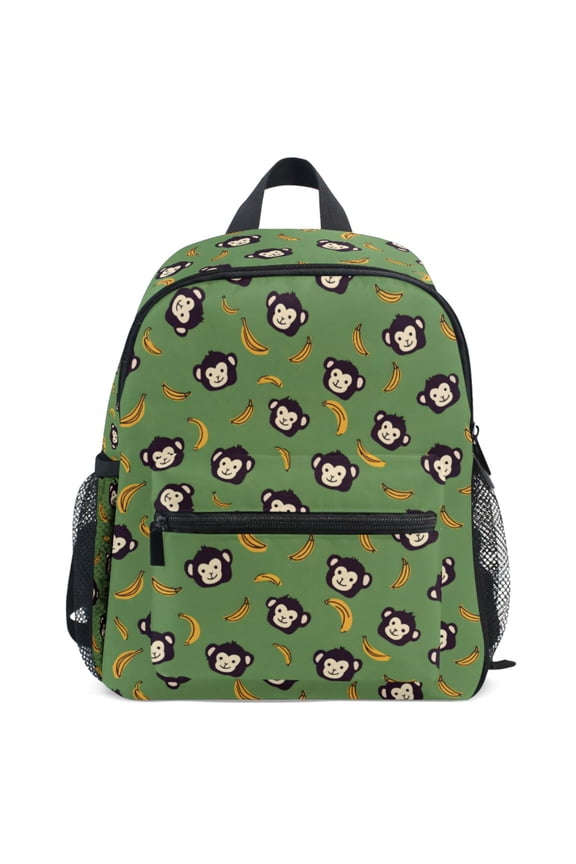 Cartoon Monkey Bananas Pattern School Backpack Student Bookbag Mini Bag