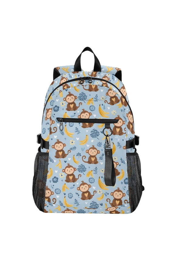 Cartoon Monkey Bananas Pattern School Backpack Travel Laptop Bag College Bookbag Casual Daypack for Women Men