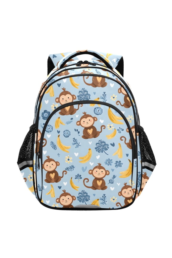 Cartoon Monkey Bananas School Backpack Elementary Bag Student Bookbag Travel Rucksack