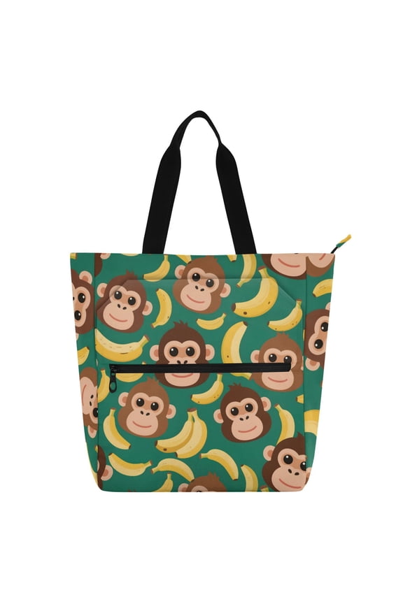 Cartoon Monkey Bananas School Book Bag Kids Tote Bags Handbag