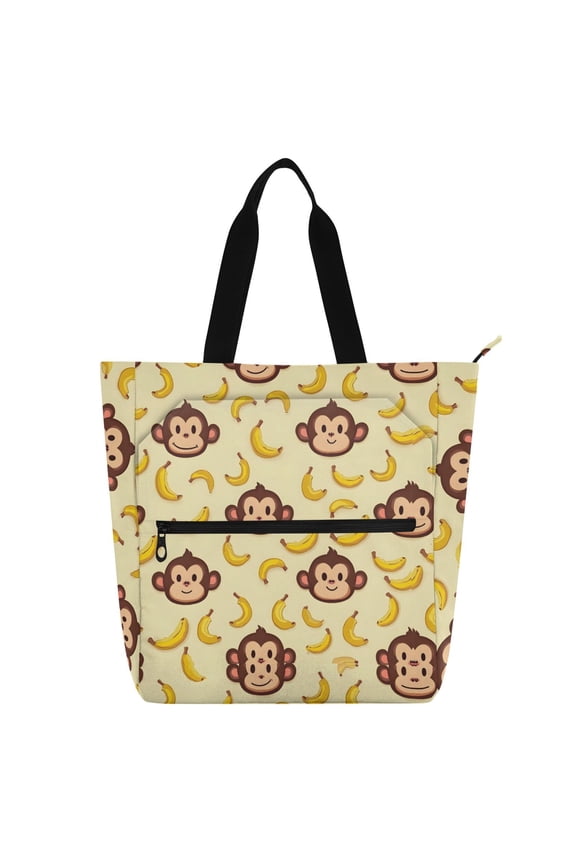 Cartoon Monkey Bananas School Book Bag Kids Tote Bags Handbag
