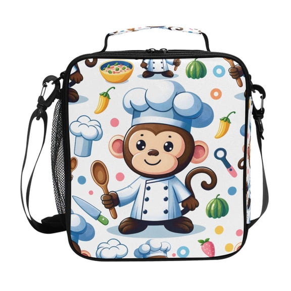 ALAZA Cartoon Monkey Chef Lunch Box Insulated Lunch Bag Reusable Thermal Cooler Tote School Picnic
